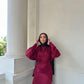 Burgandy Satin Dress Set