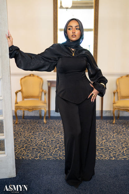 Black Corset 3-pieces Soiree Jumpsuit