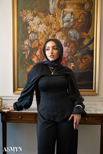 Black Corset 3-pieces Soiree Jumpsuit