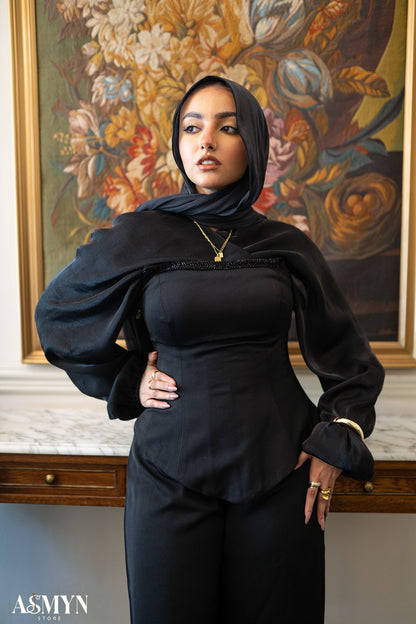 Black Corset 3-pieces Soiree Jumpsuit