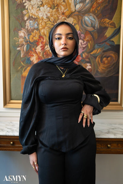 Black Corset 3-pieces Soiree Jumpsuit