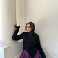 Black Classic Pointed Hem Blouse