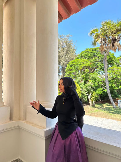 Black Classic Pointed Hem Blouse