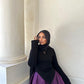 Black Classic Pointed Hem Blouse