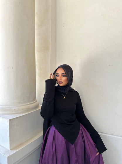 Black Classic Pointed Hem Blouse