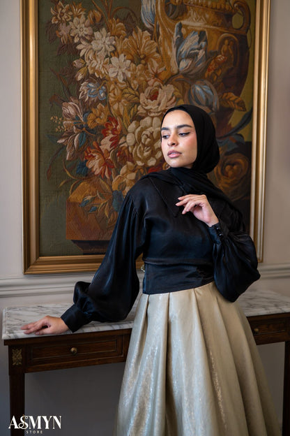 Black Collar Soiree Blouse
