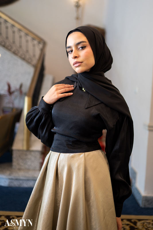 Black Collar Soiree Blouse