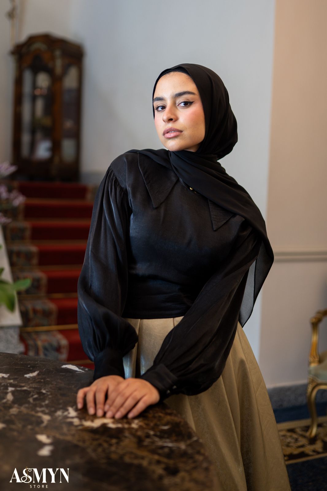Black Collar Soiree Blouse
