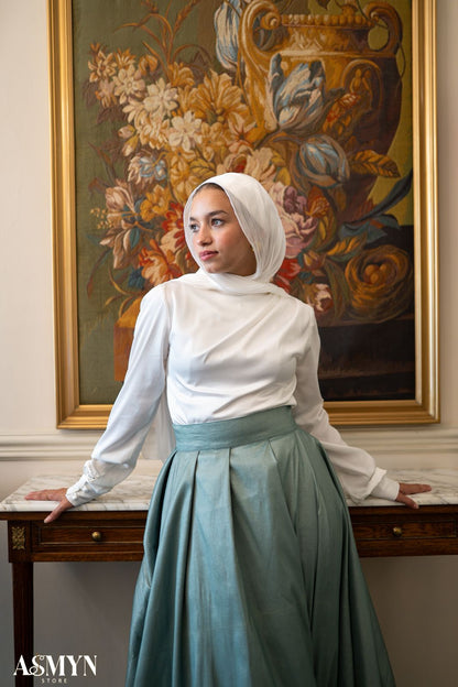 Off-white Satin Soiree Blouse