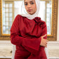 Red Satin 2-pieces Dress Set with One-side Shoulder Flowers