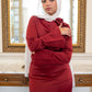 Red Satin 2-pieces Dress Set with One-side Shoulder Flowers