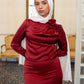 Red Satin 2-pieces Dress Set with One-side Shoulder Flowers