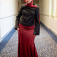 Red Satin Mermaid Soiree Skirt