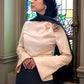 Champagne Satin Blouse with One-side Shoulder Flowers