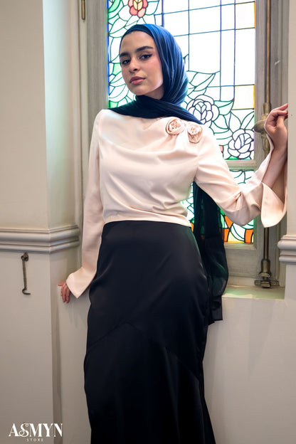 Black Satin Mermaid Soiree Skirt