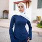 Navy-blue Corset Soiree Dress Set