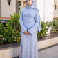Baby-blue Corset Soiree 2- Pieces Dress Set with Embroidered Skirt