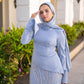 Baby-blue Corset Soiree 2- Pieces Dress Set with Embroidered Skirt