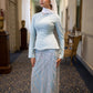 Mint Corset Soiree 2-Pieces Dress Set with Embroidered Skirt