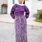 Dark Purple Soirée 2-Pieces Dress Set with Embroidered Skirt