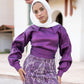 Dark Purple Soirée 2-Pieces Dress Set with Embroidered Skirt