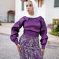Dark Purple Soirée 2-Pieces Dress Set with Embroidered Skirt