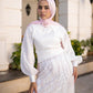 Off-white Soiree 2-pieces Dress Set with Embroidered Skirt