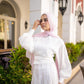 Off-white Soiree 2-pieces Dress Set with Embroidered Skirt