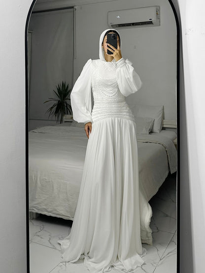 Off-white Embroidered Bridal Dress