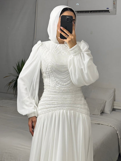 Off-white Embroidered Bridal Dress