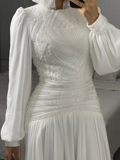 Off-white Embroidered Bridal Dress