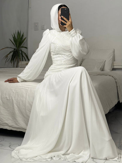 Off-white Embroidered Bridal Dress