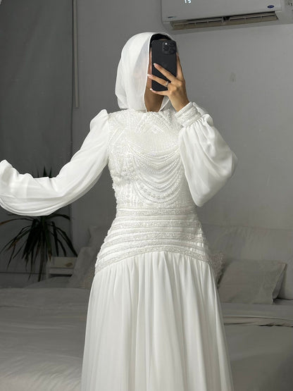 Off-white Embroidered Bridal Dress