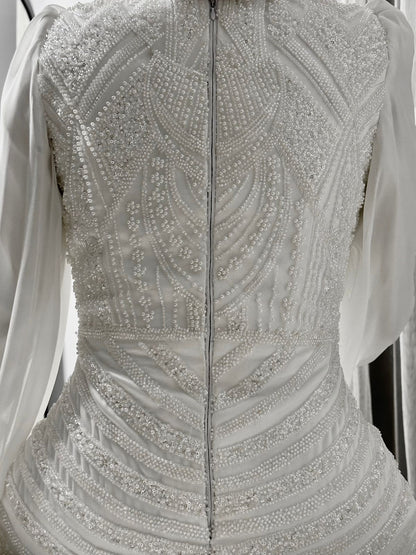 Off-white Embroidered Bridal Dress