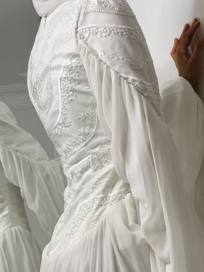 Off-white Embroidered Bridal Dress