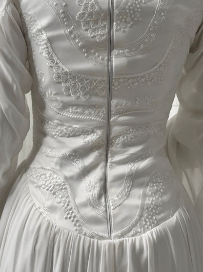 Off-white Embroidered Bridal Dress