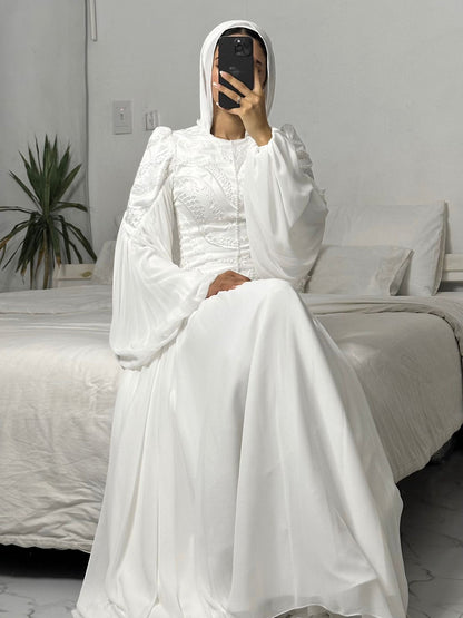 Off-white Embroidered Bridal Dress