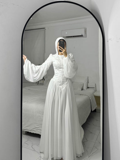 Off-white Embroidered Bridal Dress