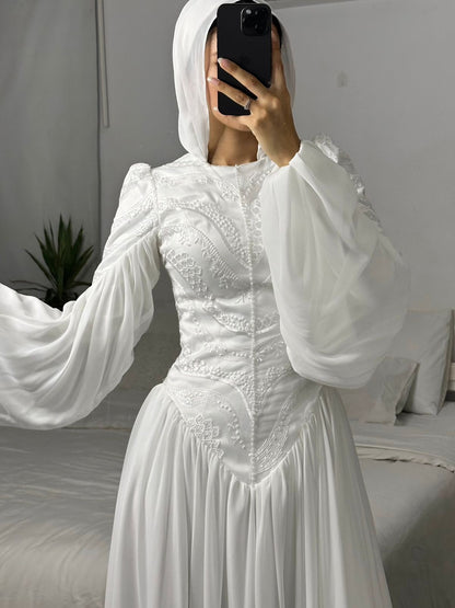 Off-white Embroidered Bridal Dress
