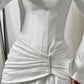 Off-white Mermaid Satin Dress with Draped Waist