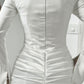 Off-white Mermaid Satin Dress with Draped Waist