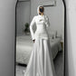 Off-white Mermaid Satin Dress with Draped Waist