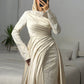 Champagne Layered Satin Lace Bridal Dress