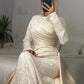 Champagne Layered Satin Lace Bridal Dress