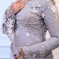 Gray Move Embroidered Soiree Dress