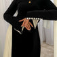 Black Asymmetrical Dress with Buttoned Sleeves