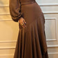 Brown Satin Wrap Dress