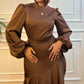 Brown Satin Wrap Dress