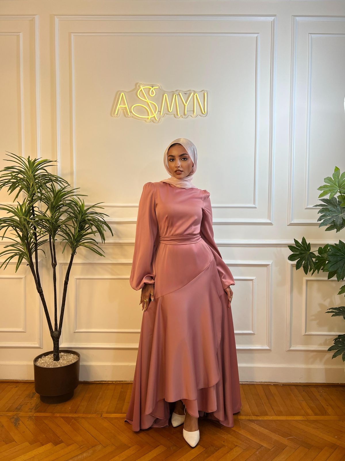 Cashmere Satin Wrap Dress