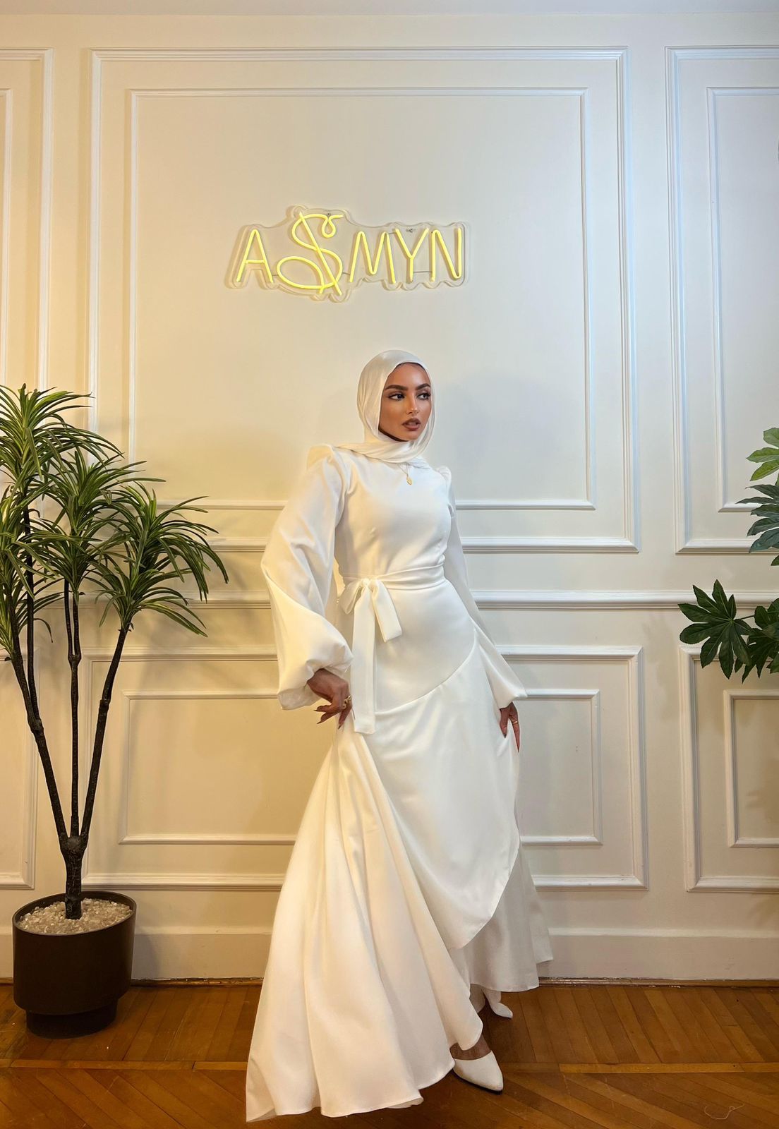 Off-white Satin Wrap Dress